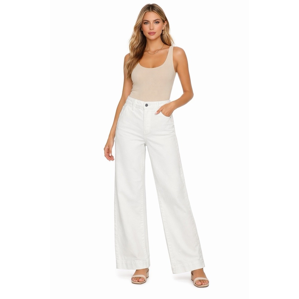 BCBGeneration White High-Rise Wide-Leg Jeans